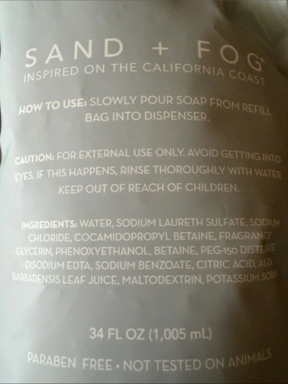 Sand & Fog California Beach House Scented Hand Soap Refill
